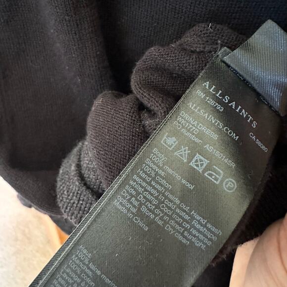 All Saints Drina Charcoal Grey Sweater Dress Size 2 Cotton Wool - Picture 7 of 8